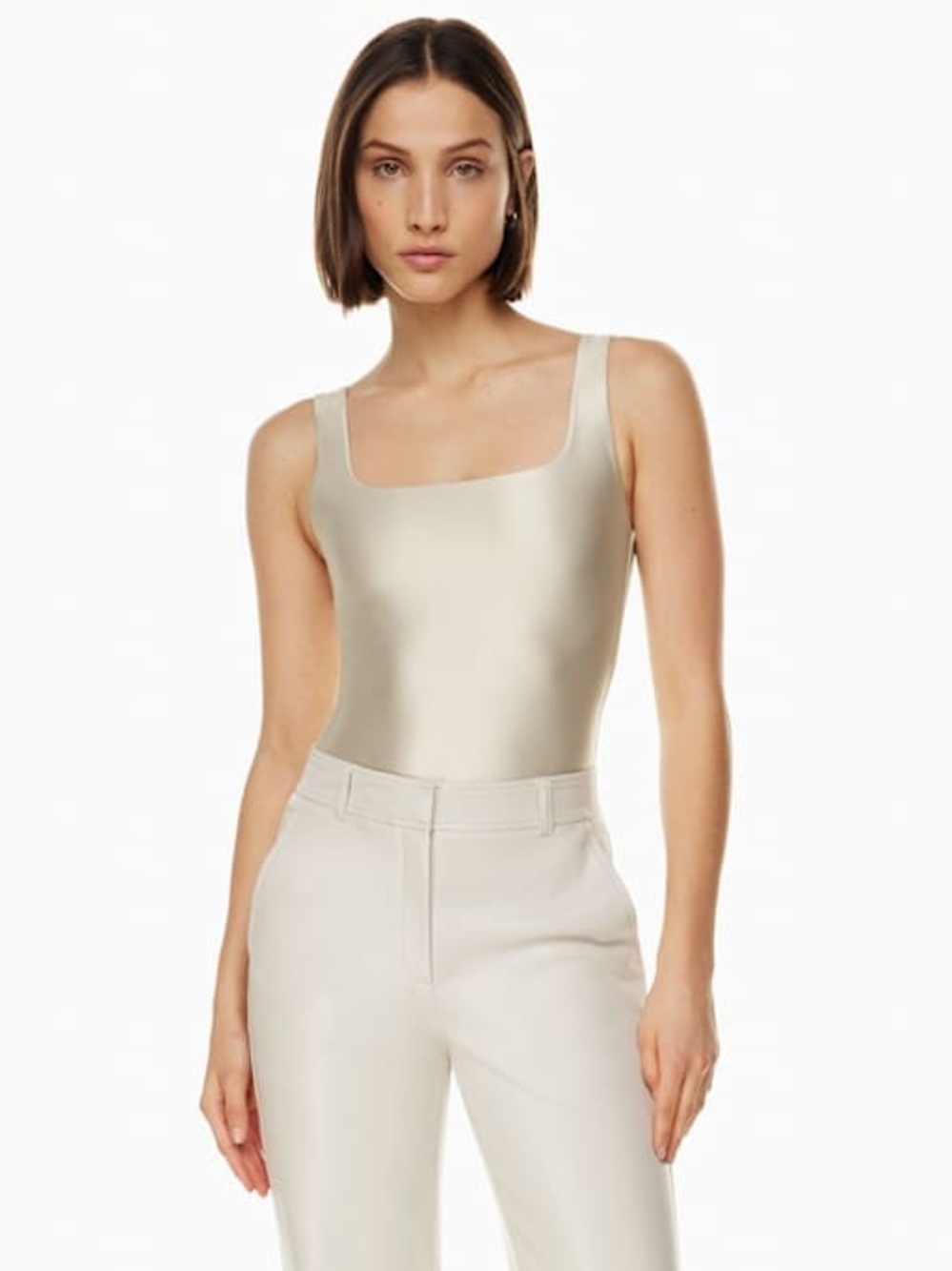 Babaton| Aritzia| Pearl Contour Satinette Squareneck Thong Bodysuit Sz M